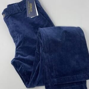 Ralph Lauren polo Corduroy Sz16 Navy blue Pants Skinny Fit Christmas wear